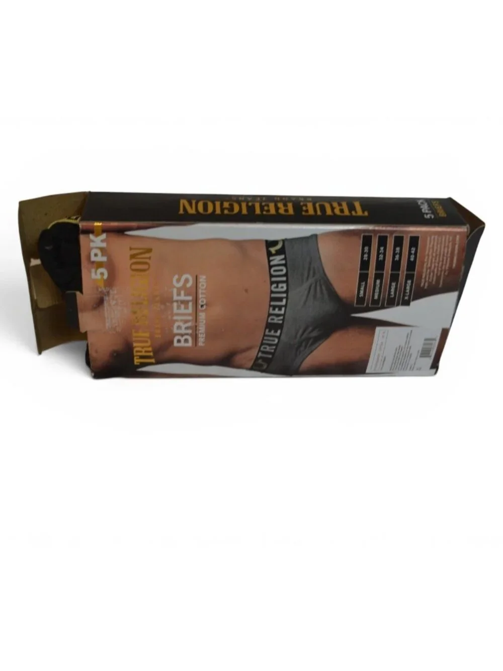 True Religion Men's Briefs Underwear 5 Pack Black XL Premium Cotton NIB